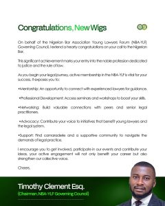 NBA-YLF Chairman Welcomes New Wigs, Encourages Active Involvement in Forum Activities