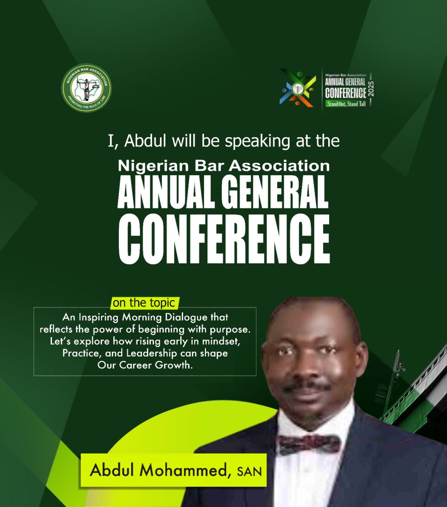 Abdul Mohammed, SAN, to Propel NBA-AGC 2025 Breakout Session on “Set Forth at Dawn”