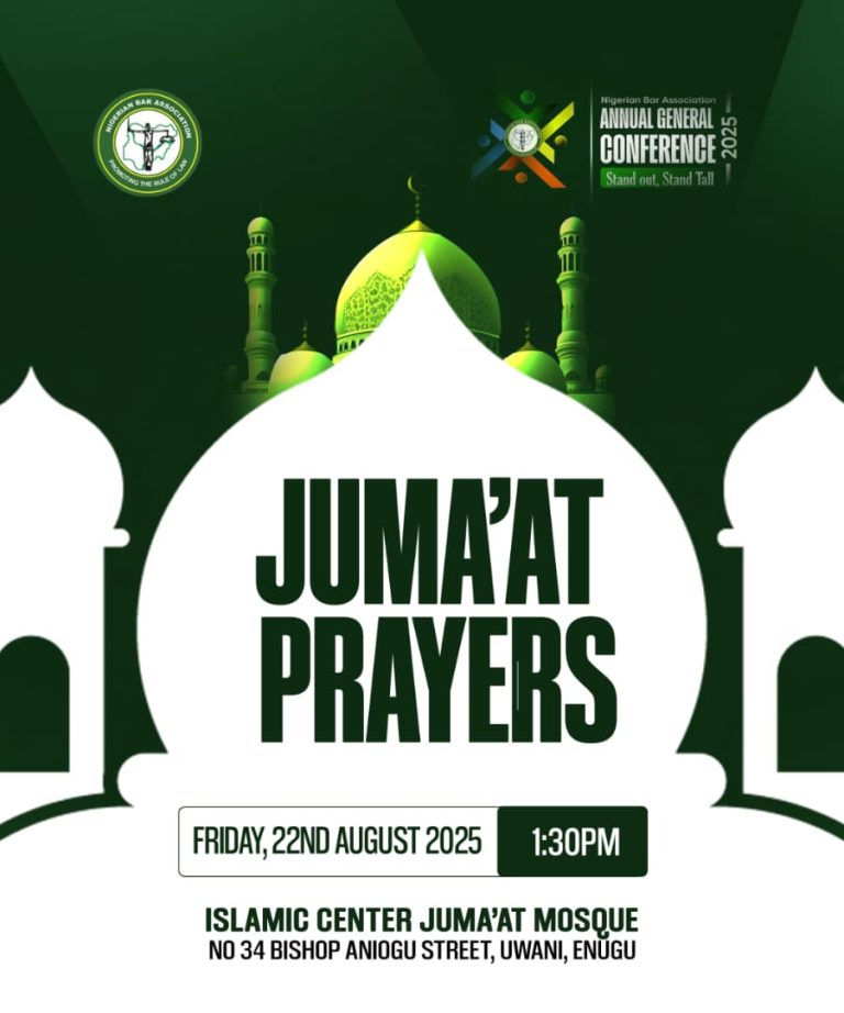 NBA AGC 2025: Juma’at Prayers to Hold in Enugu on Opening Day