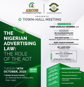 NBA Members Invited to ARCON Town-Hall Meeting on Nigerian Advertising Law