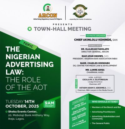 NBA Members Invited to ARCON Town-Hall Meeting on Nigerian Advertising Law