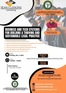 Unlock Your Legalpreneurial Potential: Sean Cussons Consulting Launches Transformative Training on Ethical Monetization for Lawyers