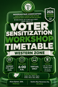 TODAY: ECNBA Releases Western Zone Voter Sensitization Workshop Timetable Ahead of 2026 NBA National Elections