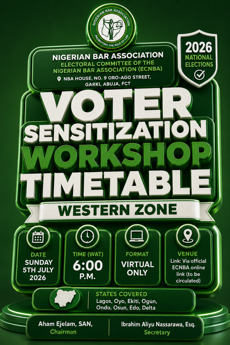 TODAY: ECNBA Releases Western Zone Voter Sensitization Workshop Timetable Ahead of 2026 NBA National Elections