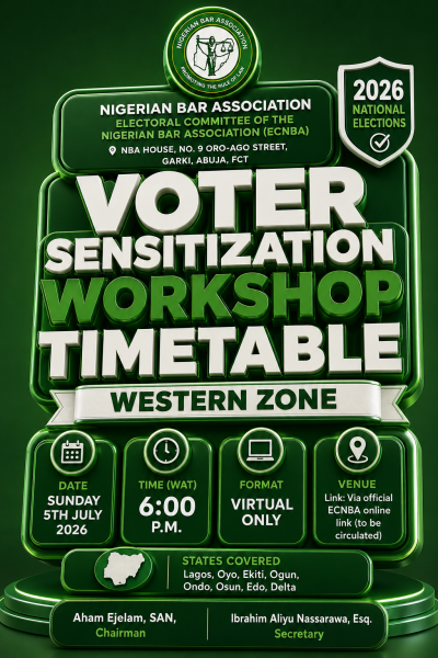 TODAY: ECNBA Releases Western Zone Voter Sensitization Workshop Timetable Ahead of 2026 NBA National Elections