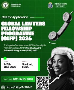 CALL FOR APPLICATIONS – GLOBAL LAWYERS FELLOWSHIP PROGRAMME (GLFP) 2026
